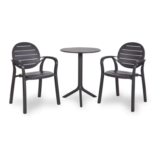 Stół STEP antracite/antracytowy + 2 krzesła PALMA antracite/antracytowy