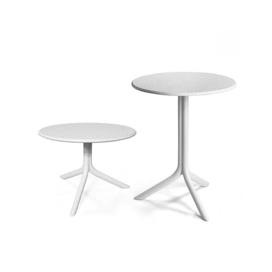 Stół STEP bianco/biały + 2 krzesła PALMA bianco tortora/biało brązowy - Zdjęcie 2