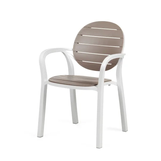 Stół STEP bianco/biały + 2 krzesła PALMA bianco tortora/biało brązowy - Zdjęcie 3