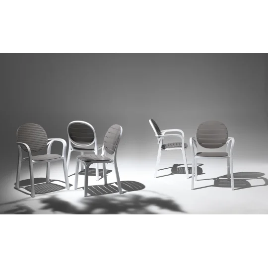 Stół STEP bianco/biały + 2 krzesła PALMA bianco tortora/biało brązowy - Zdjęcie 4
