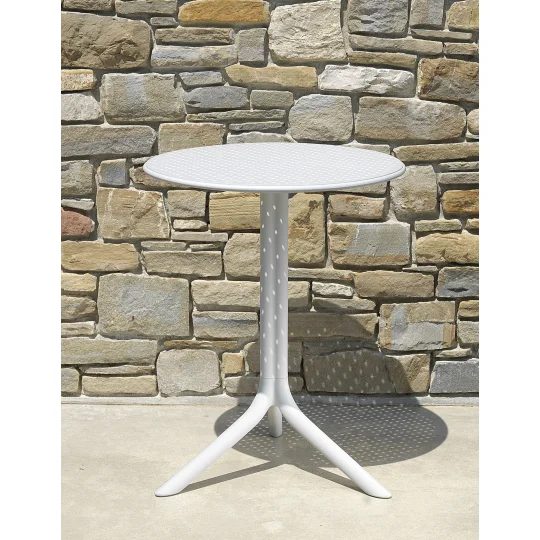 Stół STEP bianco/biały + 2 krzesła PALMA bianco tortora/biało brązowy - Zdjęcie 7