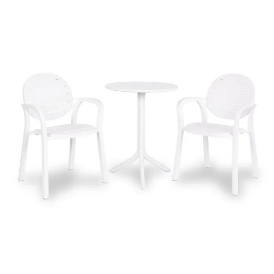 Stół STEP bianco/biały + 2 krzesła PALMA bianco/biały