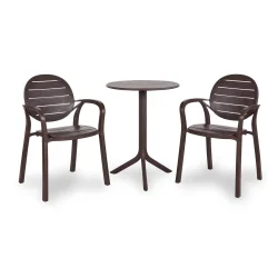 Stół STEP ciemnobrązowy + 2 krzesła PALMA ciemnobrązowy