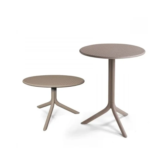 Stół STEP tortora/brązowy + 2 krzesła PALMA bianco tortora/biało brązowy - Zdjęcie 2