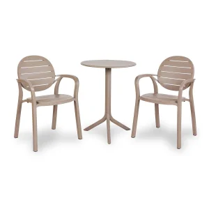 Stół STEP tortora/brązowy + 2 krzesła PALMA tortora/brązowy