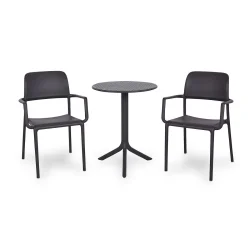 Stół STEP antracytowy + 2 krzesła RIVA antracytowy