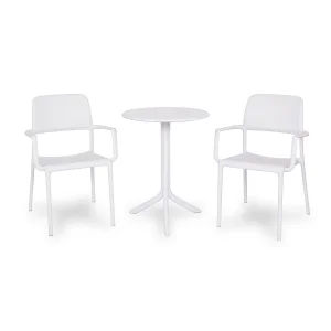 Stół STEP bianco/biały + 2 krzesła RIVA bianco/biały