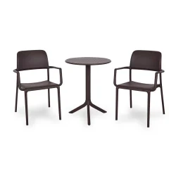 Stół STEP ciemnobrązowy + 2 krzesła RIVA ciemnobrązowy