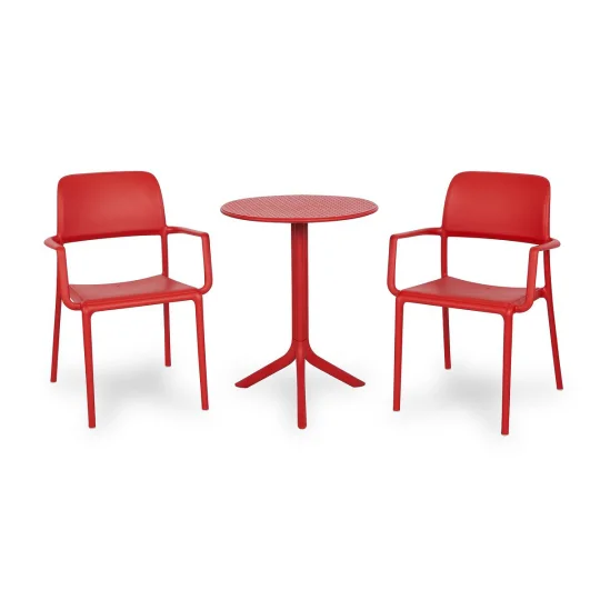 Stół STEP rosso/czerwony + 2 krzesła RIVA rosso/czerwony