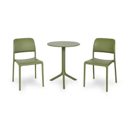 Stół STEP zielony + 2 krzesła RIVA BISTROT zielony