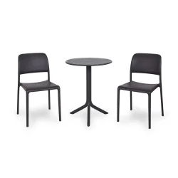 Stół STEP antracytowy + 2 krzesła RIVA BISTROT antracytowy