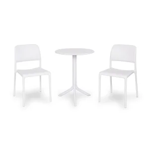 Stół STEP bianco/biały + 2 krzesła RIVA BISTROT bianco/biały