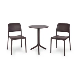 Stół STEP ciemnobrązowy + 2 krzesła RIVA BISTROT ciemnobrązowy