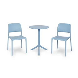 Stół STEP celeste/błękitny + 2 krzesła RIVA BISTROT celeste/błękitny