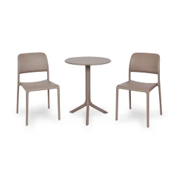 Stół STEP brązowy + 2 krzesła RIVA BISTROT brązowy