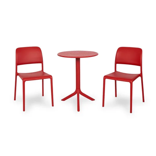 Stół STEP rosso/czerwony + 2 krzesła RIVA BISTROT rosso/czerwony