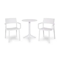 Stół STEP biały + 2 krzesła TRILL ARMCHAIR biały