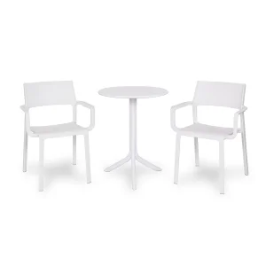 Stół STEP bianco/biały + 2 krzesła TRILL ARMCHAIR bianco/biały