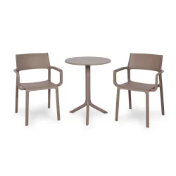 Stół STEP tortora/brązowy + 2 krzesła TRILL ARMCHAIR tortora/brązowy