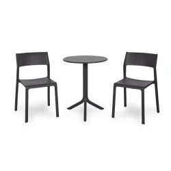 Stół STEP antracytowy + 2 krzesła TRILL BISTROT antracytowy