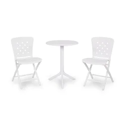Stół STEP bianco/biały + 2 krzesła ZAC SPRING bianco/biały