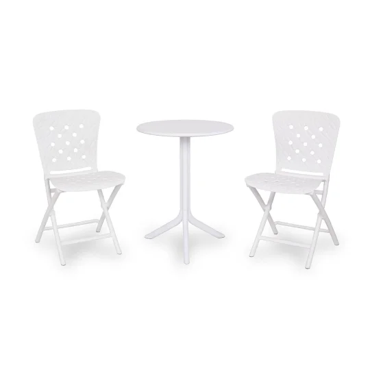 Stół STEP bianco/biały + 2 krzesła ZAC SPRING bianco/biały