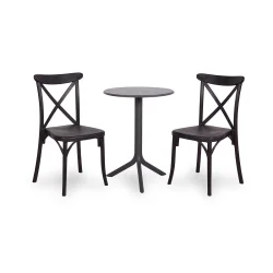 Stół SPRITZ antracytowy + 2 krzesła CAPRI czarny