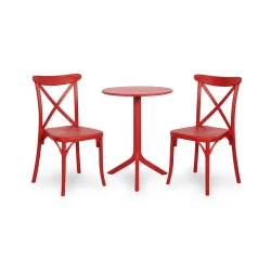 Stół SPRITZ czerwony + 2 krzesła CAPRI czerwony