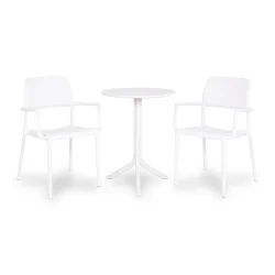 Stół SPRITZ bianco/biały + 2 krzesła BORA bianco/biały