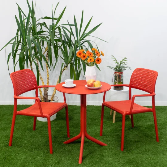Stół SPRITZ rosso/czerwony + 2 krzesła BORA rosso/czerwony - Zdjęcie 4
