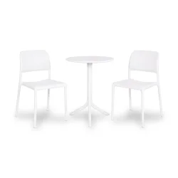 Stół SPRITZ biały + 2 krzesła BORA BISTROT biały