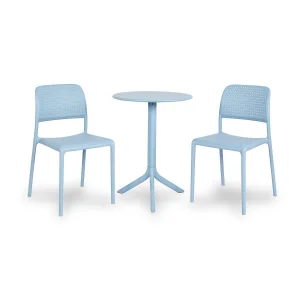 Stół SPRITZ celeste/błękitny + 2 krzesła BORA BISTROT celeste/błękitny