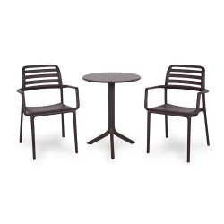 Stół SPRITZ caffe/ciemnobrązowy + 2 krzesła COSTA caffe/ciemnobrązowy
