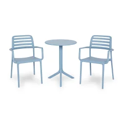 Stół SPRITZ celeste/błękitny + 2 krzesła COSTA celeste/błękitny