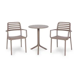 Stół SPRITZ tortora/brązowy + 2 krzesła COSTA tortora/brązowy