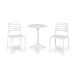 Stół SPRITZ bianco/biały + 2 krzesła COSTA BISTROT bianco/biały