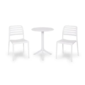 Stół SPRITZ bianco/biały + 2 krzesła COSTA BISTROT bianco/biały