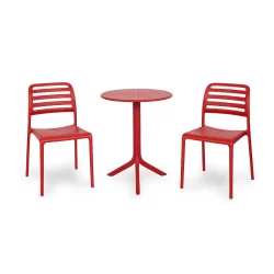 Stół SPRITZ czerwony + 2 krzesła COSTA BISTROT czerwony