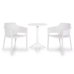Stół SPRITZ bianco/biały + 2 krzesła NET bianco/biały