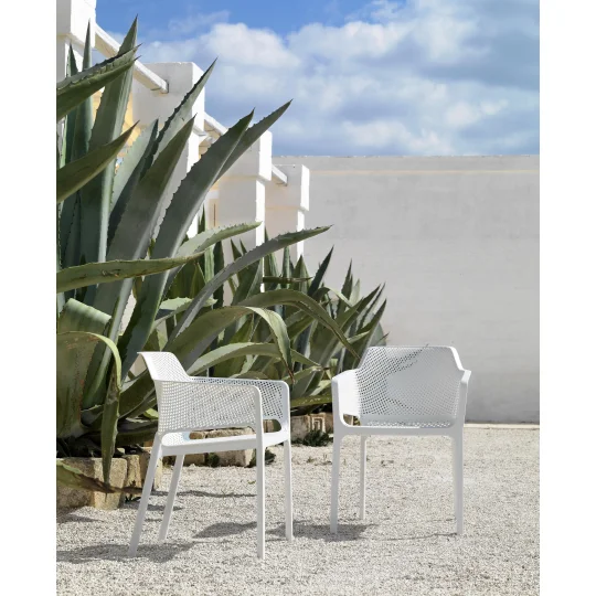 Stół SPRITZ bianco/biały + 2 krzesła NET bianco/biały - Zdjęcie 7