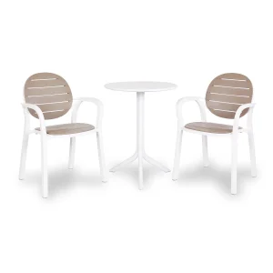Stół SPRITZ biały + 2 krzesła PALMA biało brązowy