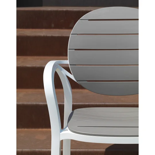 Stół SPRITZ biały + 2 krzesła PALMA biało brązowy - Zdjęcie 5