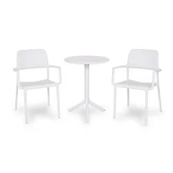 Stół SPRITZ bianco/biały + 2 krzesła RIVA bianco/biały