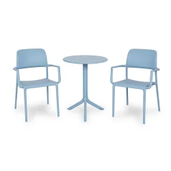 Stół SPRITZ celeste/błękitny + 2 krzesła RIVA celeste/błękitny