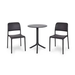 Stół SPRITZ antracytowy + 2 krzesła RIVA BISTROT antracytowy