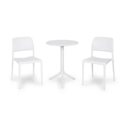 Stół SPRITZ bianco/biały + 2 krzesła RIVA BISTROT bianco/biały