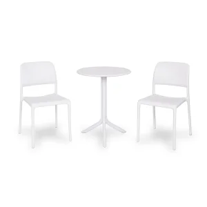 Stół SPRITZ bianco/biały + 2 krzesła RIVA BISTROT bianco/biały