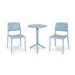 Stół SPRITZ celeste/błękitny + 2 krzesła RIVA BISTROT celeste/błękitny