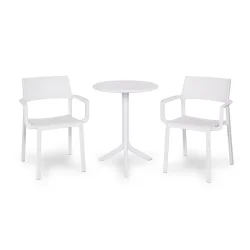 Stół SPRITZ bianco/biały + 2 krzesła TRILL ARMCHAIR bianco/biały