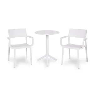 Stół SPRITZ bianco/biały + 2 krzesła TRILL ARMCHAIR bianco/biały